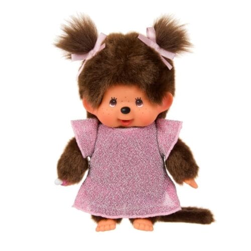 Monchhichi - Meisje in roze glitter jurk