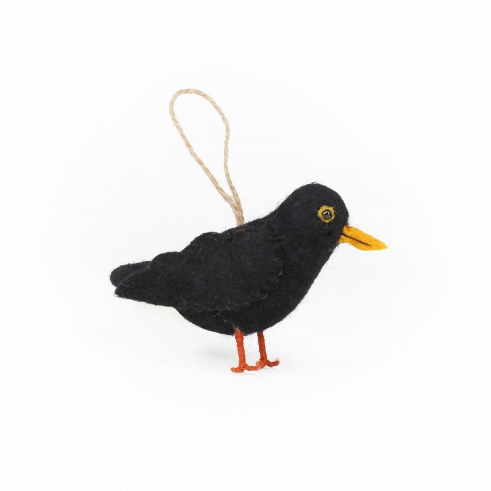 Sjaal met verhaal - Vogeltje van vilt - Merel