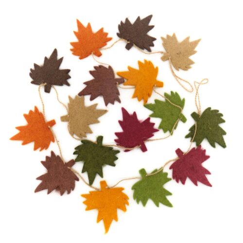Sjaal met verhaal - Slinger van vilt herfstbladeren