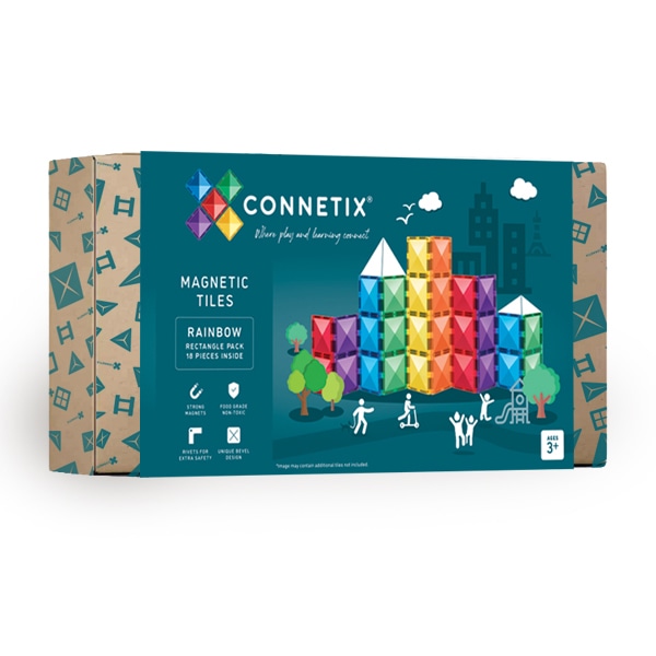Connetix Magnetic tiles - RAINBOW rectangle Pack 18 piece