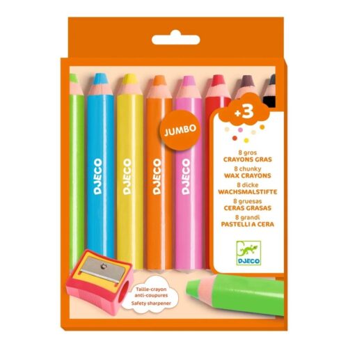 Djeco - set 8 Krijtpotloden met slijper