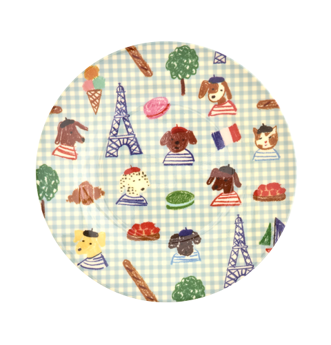 Rice - Melamine bordje - Kids in Paris blue