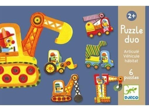 Djeco - Eerste puzzel bewegende voertuigen 2+