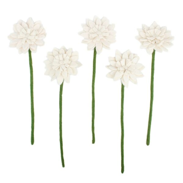Sjaal met verhaal - vilten bloem Gerbera wit