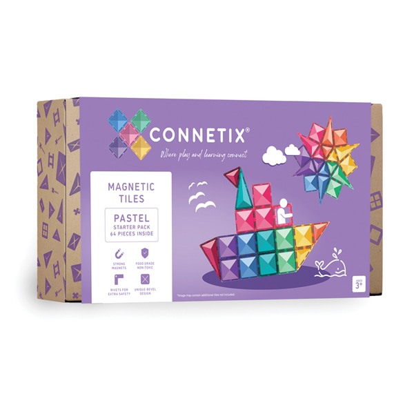 Connetix Magnetic tiles - PASTEL starter Pack 64 piece