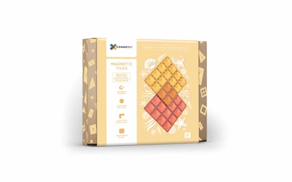 Connetix Magnetic tiles - Base plate lemon/ peach