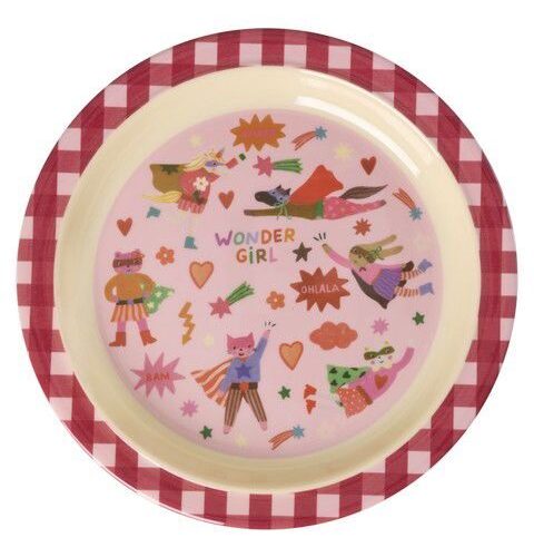 Rice - Melamine bord - Super hero roze