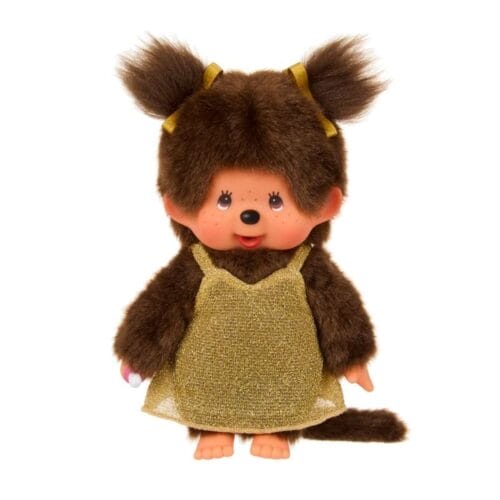 Monchhichi - Meisje in gouden glitterjurk