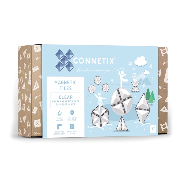 Connetix Magnetic tiles - CLEAR shape expansion pack 24 piece