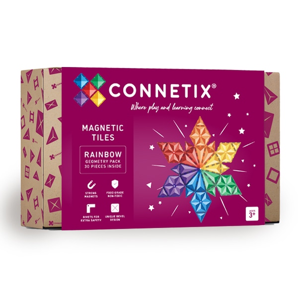 Connetix Magnetic tiles - RAINBOW geometry pack 30 piece