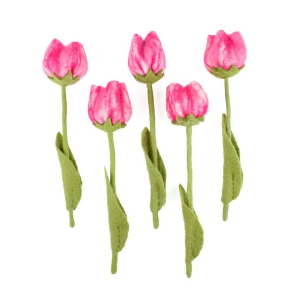 Sjaal met verhaal - vilten bloem tulp fuchsia Fey