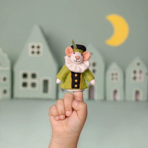 Sjaal met verhaal - Vingerpopje Pietermuis groen
