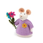 Sjaal met verhaal - Vilten muis met bloemen