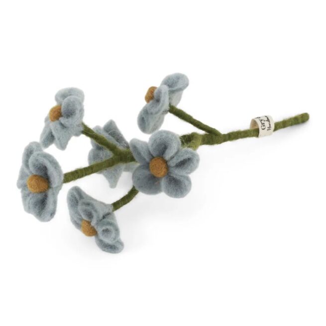 Gry & Sif - vilten bloem Vergeet mij nietje blauw