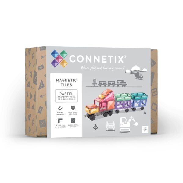 Connetix Magnetic tiles - PASTEL transport pack 50 piece