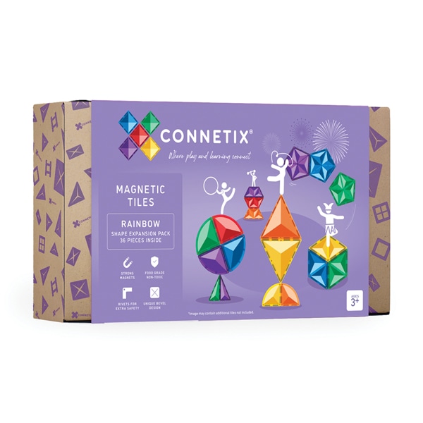 Connetix Magnetic tiles - RAINBOW shape expansion pack 36 piece