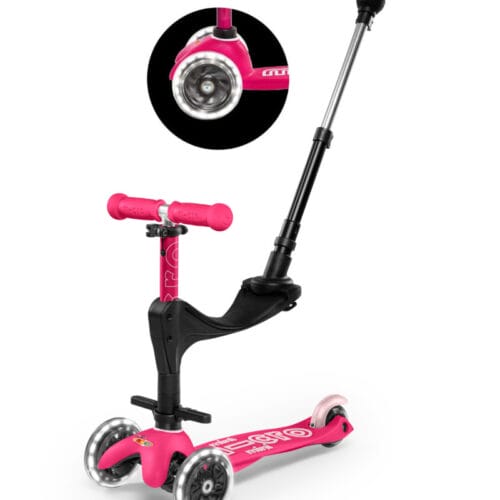 Micro step - Mini3in1 deluxe push led roze