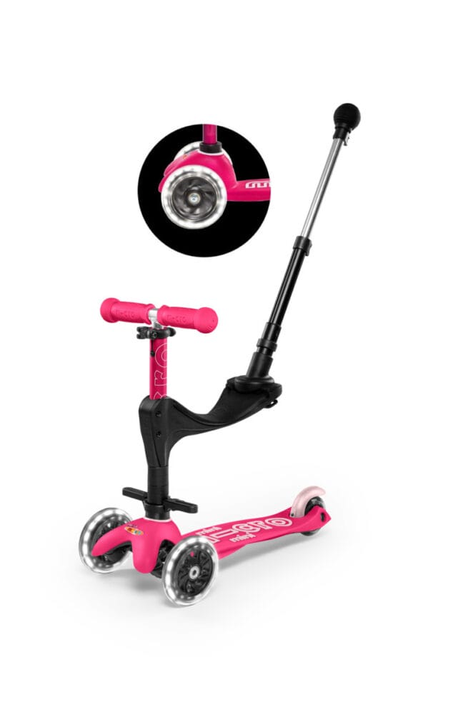 Micro step - Mini3in1 deluxe push led roze