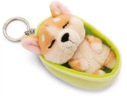 Sleutelhanger Corgi in groen bedje