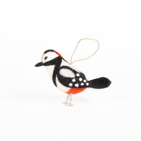 Sjaal met verhaal - Vogeltje van vilt - bonte specht