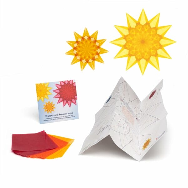 Vouwpakketje raamsterren rood, geel en oranje 008 vanaf 12 jaar