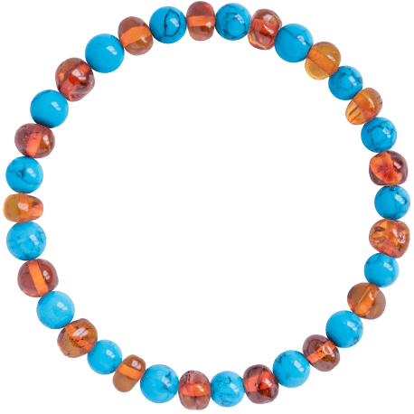 Barnsteen armband volwassenen - Amber en turquoise