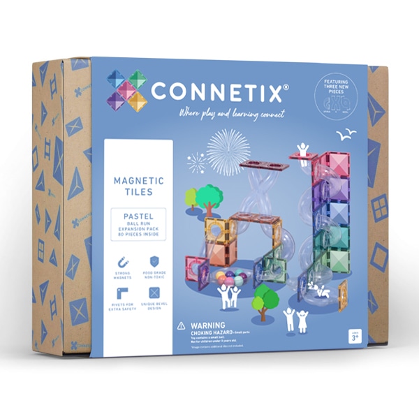 Connetix Magnetic tiles - PASTEL expansion ball run pack 80 piece (uitbreiding op ball run basis set)