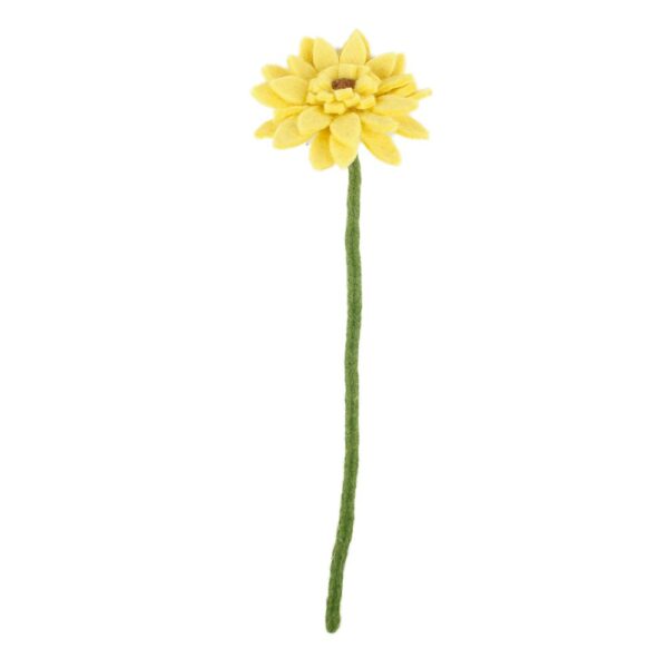 Sjaal met verhaal - vilten bloem Gerbera geel