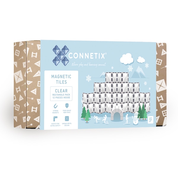 Connetix Magnetic tiles - CLEAR rectangle pack 12 piece