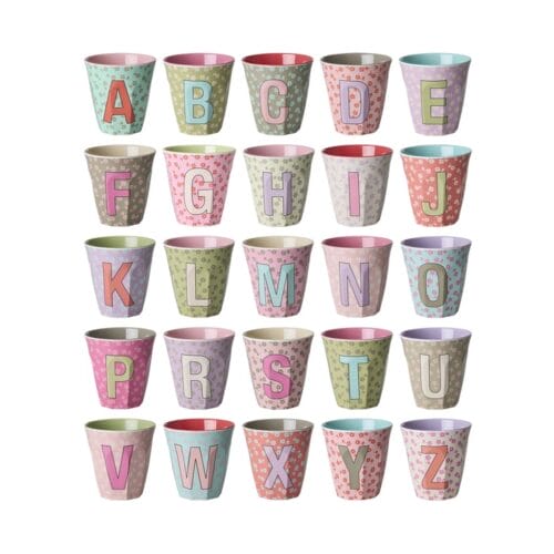 Rice - Melamine letterbeker alfabet bloemen