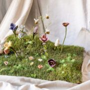 Gry & Sif - vilten bloem Vergeet mij nietje blauw