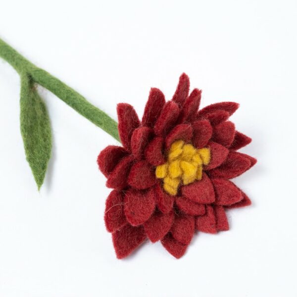 Sjaal met verhaal - vilten bloem Dahlia wijnrood