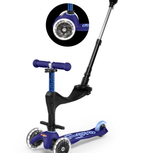 Micro step - Mini3in1 deluxe push led donker blauw