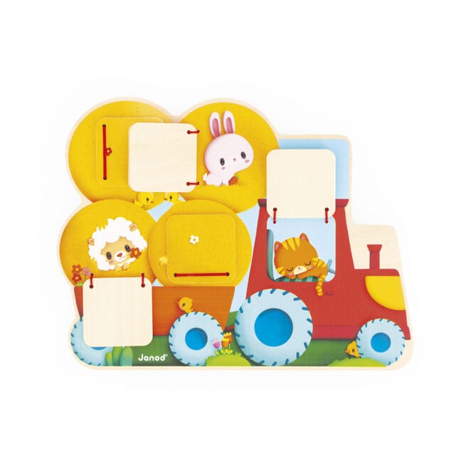 Janod - Puzzel tractor met luikjes