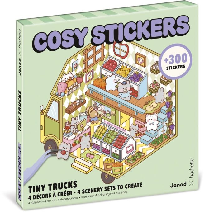 Janod - Cosy stickers tiny trucks 14+