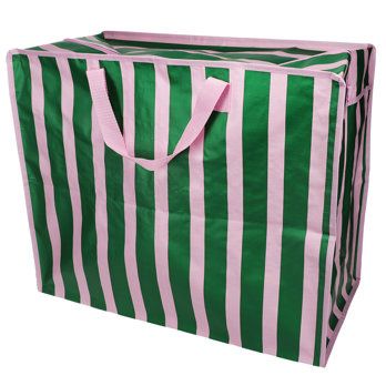 Rex London - Jumbo opberg tas streep green pink